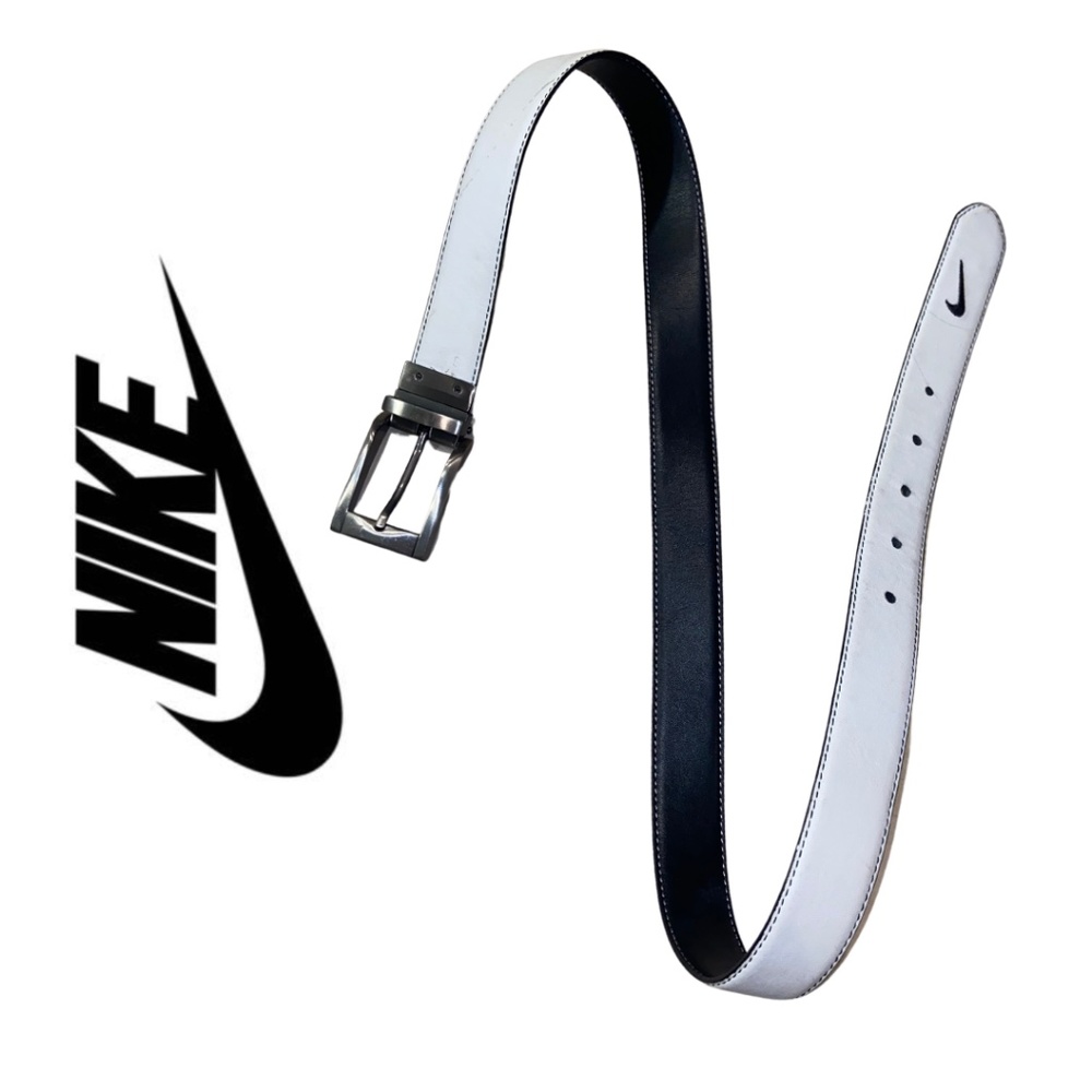 NIKE Men’s Reversible Black & White Stitched Leather Golf Belt